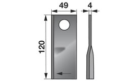 Nůž rotačky pravý (25ks) 120x49x4, d=21,0