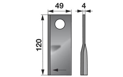 Nůž rotačky pravý (25ks) 120x49x4, d=21,0 - 