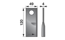 Nůž rotačky levý (25ks) 120x49x4, d=21,0