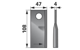 Nůž rotačky levý (25ks) 108x47x4, d=19,0