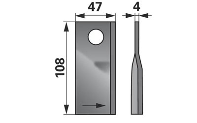 Nůž rotačky levý (25ks) 108x47x4, d=19,0 - 