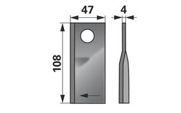 Nůž rotačky pravý (25ks) 108x47x4, d=19,0