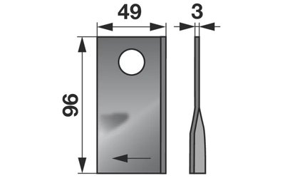 Nůž rotačky pravý (25ks) 96x49x3, d=19,0 - 