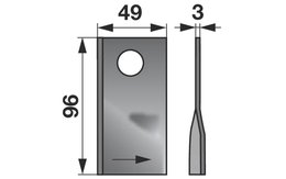 Nůž rotačky levý (25ks) 96x49x3, d=19,0