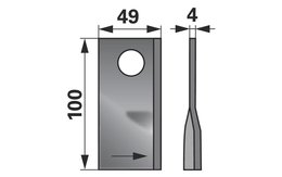 Nůž rotačky levý (25ks) 100x49x4, d=21,0