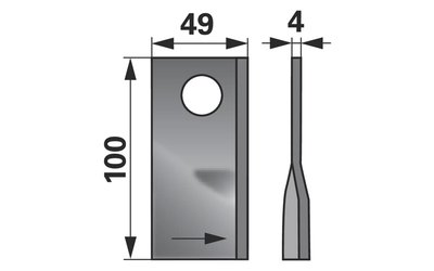 Nůž rotačky levý (25ks) 100x49x4, d=21,0 - 