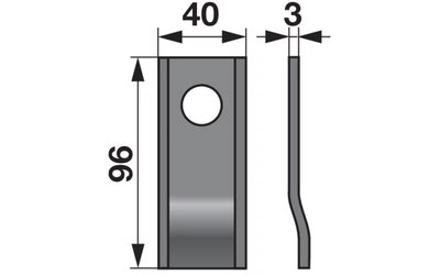 Nůž rotačky prohnutý (25ks) 96x40x3, d=19,0 - 