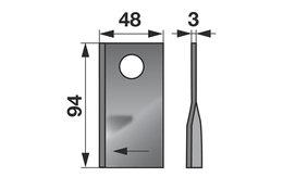 Nůž rotačky pravý (25ks) 94x48x3, d=19,0