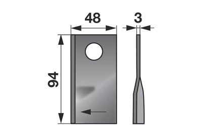 Nůž rotačky pravý (25ks) 94x48x3, d=19,0 - 