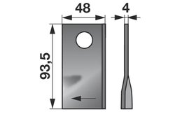 Nůž rotačky pravý (25ks) 93,5x48x4, d=19,0