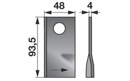 Nůž rotačky levý (25ks) 93,5x48x4, d=19,0