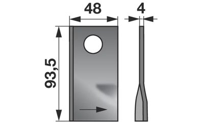 Nůž rotačky levý (25ks) 93,5x48x4, d=19,0 - 