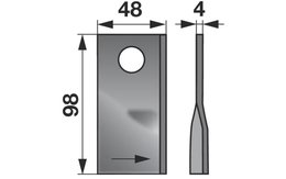 Nůž rotačky levý (25ks) 98x48x4, d=19,0