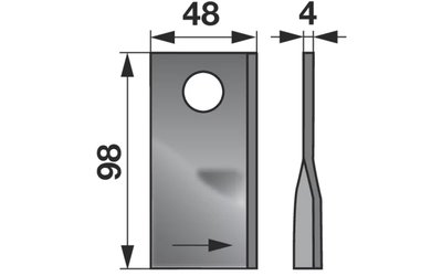 Nůž rotačky levý (25ks) 98x48x4, d=19,0 - 