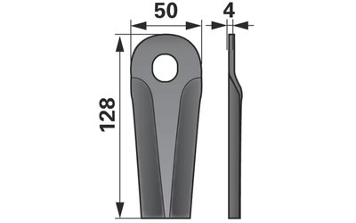 Nůž rotačky vyklenutý (25ks) 128x50x4, d=18,5x20,5 - 