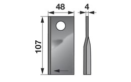 Nůž rotačky pravý (25ks) 107x48x4, d=18,5