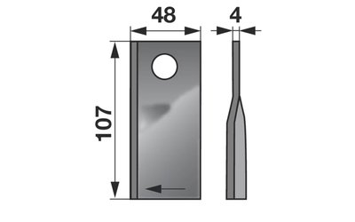 Nůž rotačky pravý (25ks) 107x48x4, d=18,5 - 