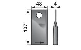 Nůž rotačky levý (25ks) 107x48x4, d=18,5