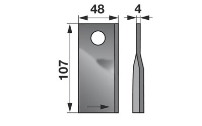 Nůž rotačky levý (25ks) 107x48x4, d=18,5 - 