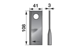 Nůž rotačky pravý (25ks) 108x41x3, d=19,0