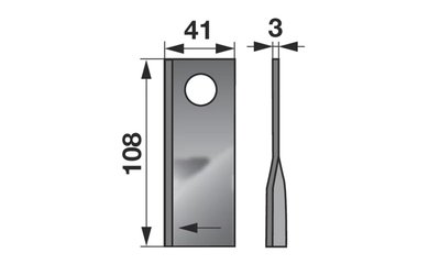 Nůž rotačky pravý (25ks) 108x41x3, d=19,0 - 