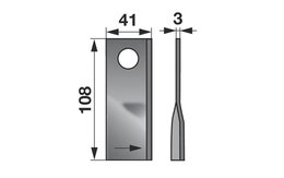 Nůž rotačky levý (25ks) 108x41x3, d=19,0