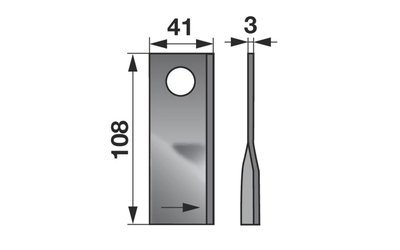 Nůž rotačky levý (25ks) 108x41x3, d=19,0 - 