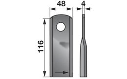 Nůž rotačky levý (25ks) 116x48x4, d=20,5