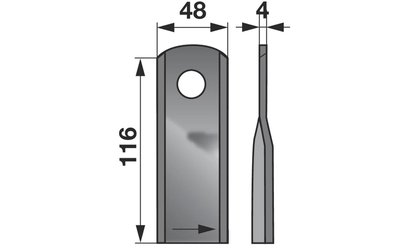 Nůž rotačky levý (25ks) 116x48x4, d=20,5 - 