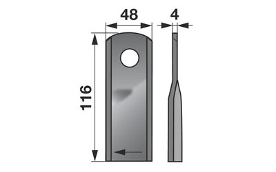 Nůž rotačky pravý (25ks) 116x48x4, d=20,5 - 