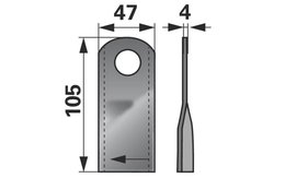 Nůž rotačky pravý (25ks) 105x47x4, d=20,5