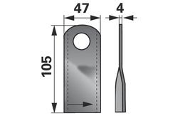 Nůž rotačky levý (25ks) 105x47x4, d=20,5