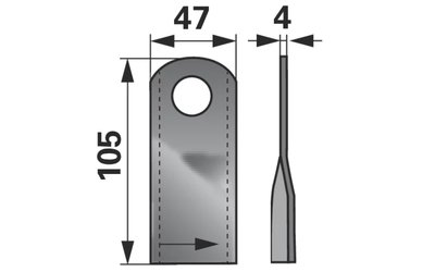 Nůž rotačky levý (25ks) 105x47x4, d=20,5 - 