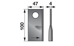 Nůž rotačky levý (1ks) 100x47x4, d=18,5