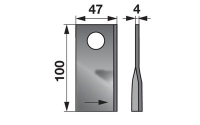 Nůž rotačky levý (1ks) 100x47x4, d=18,5 - 