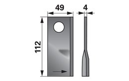 Nůž rotačky levý (25ks) 112x49x4, d=21,0