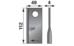 Nůž rotačky pravý (25ks) 112x49x4, d=21,0