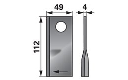 Nůž rotačky pravý (25ks) 112x49x4, d=21,0