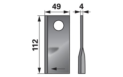 Nůž rotačky pravý (25ks) 112x49x4, d=21,0 - 