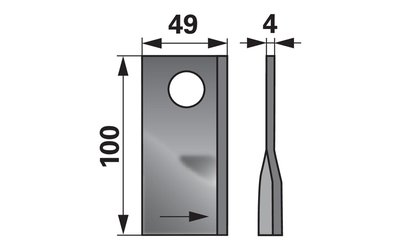 Nůž rotačky levý (25ks) 100x49x4, d=21,0 - 