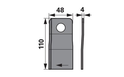 Nůž rotačky pravý (20ks) 110x48x4, d=22,5 - 