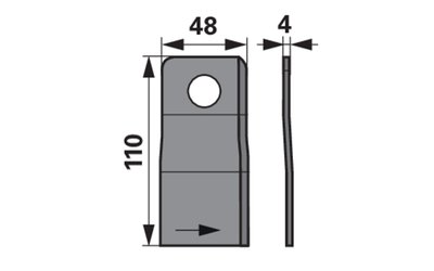 Nůž rotačky levý (20ks) 110x48x4, d=22,5 - 