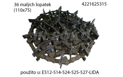 Elevátorový dopravník kláskový kompletní - 36 malých lopatek - Fortschritt E 524