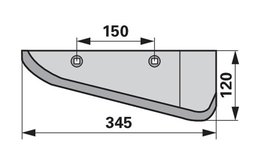  Radlice pravá, 345 x 120 mm, rozteč 150 mm