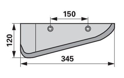 Radlice levá, 345 x 120 mm, rozteč 150 mm - 