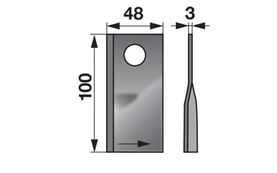 Nůž rotačky levý (25ks) 100x48x3, d=19,0 - 