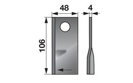 Nůž rotačky pravý (25ks) 106x48x4, d=19,0