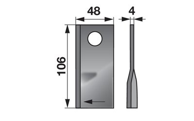 Nůž rotačky pravý (25ks) 106x48x4, d=19,0 - 