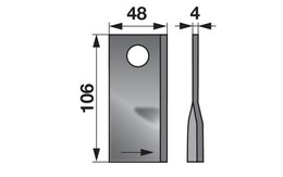 Nůž rotačky levý (25ks) 106x48x4, d=19,0