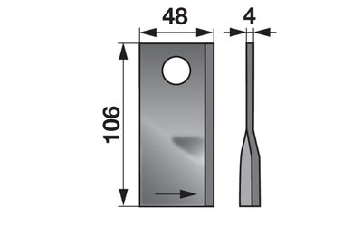 Nůž rotačky levý (25ks) 106x48x4, d=19,0 - 